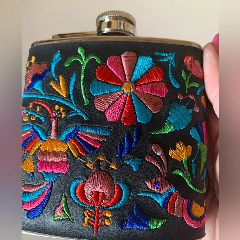 Stainless Steel 6 Oz. Flask with Embroidered Cover
